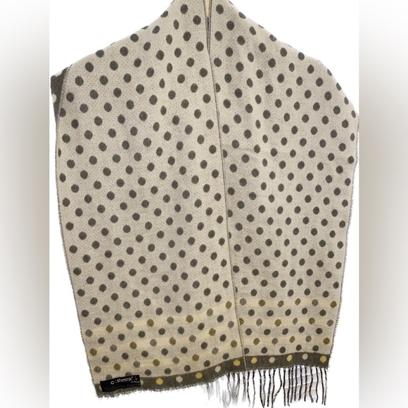 V. Fraas Cashmink Women’s Polka Dot Fringe Scarf Shawl One Size-PreOwned - Picture 4 of 8